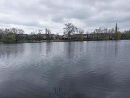 Panorama of the river in the village photo