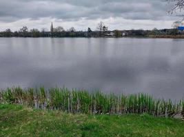 Panorama of the river in the village photo