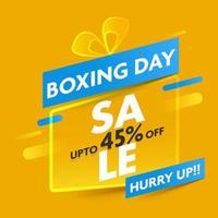 For Boxing Day Sale Poster Design In Yellow Color. vector