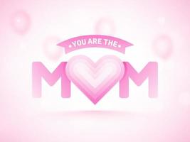 Stylish text Mom with Heart Shape. Happy Mother's Day concept. vector