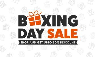 Boxing Day Sale Banner Design With Discount Offer On White Gift Box Pattern Background For Advertising. vector