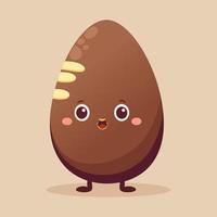 Socking Brown Egg Character Standing Against Background. Happy Easter Day Concept. vector