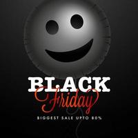 Black Friday Biggest Sale Poster Design with Smiley Emoji Balloon. vector