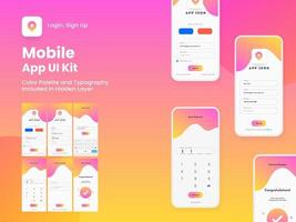 Wireframe UI, UX, GUI Layout With Different Login Screens Including Account Sign In, Sign Up And Lock Screen For Mobile App And Responsive Website. vector