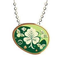 Pastel Green Leaves Ethnic Pendant Or Locket Element. St Patricks Day Concept. vector