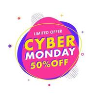 Cyber Monday Sale Poster Design with Discount Offer on Abstract White Background. vector