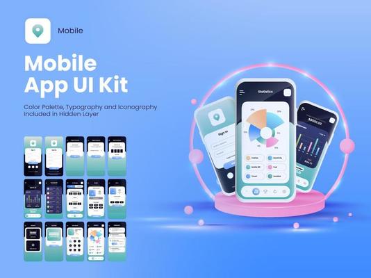 Mobile App UI Layout Including Account Sign In, Sign Up, Lifestyle Statistics And Notification Screens For Responsive Website.