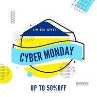 Cyber Monday Sale Poster Design with Discount Offer on Abstract Background. vector