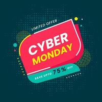 Cyber Monday Sale Poster Design with Halftone Effect. vector