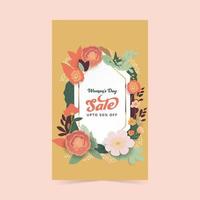 para De las mujeres día rebaja modelo diseño decorado por floral. vector