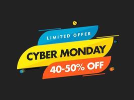 Cyber Monday Sale Poster Design with Discount Offer on Dark Olive Background. vector