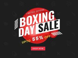 Boxing Day Sale Poster Or Banner Design In Black Color. vector