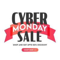 Cyber Monday Sale Poster Design with Discount Offer on White Background. vector