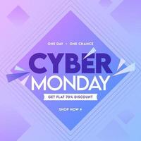 Cyber Monday Sale Poster Design with Discount Offer on Abstract Geometric Background. vector