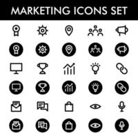 Set of Line art and Glyph Marketing icon on white background. vector