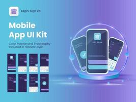 Mobile App UI, UX, GUI Layout With Different Login Screens Including Account Sign In, Sign Up And Password Screens For Responsive Website Wireframe. vector