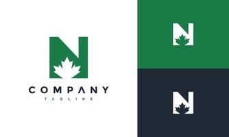 letter n maple logo vector