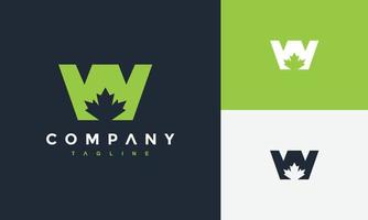 letter w maple logo vector