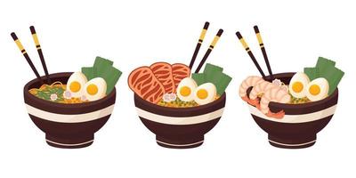 Flat design. Delicious Asian food. All colors are easy to change. vector