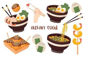 Flat design. Delicious Asian food. All colors are easy to change. vector