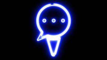 neon glow animation technology ice cream chat cone. on a black background video