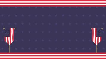 animated American Flag Day Background with two flying flags of the united states, some flag ornaments and a star. and copy space area. Suitable to be placed on content with that theme. video