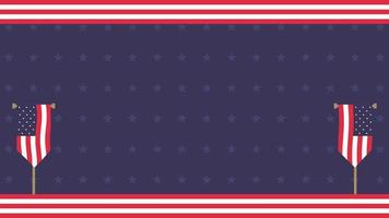 animated American Flag Day Background with two flying flags of the united states, some flag ornaments and a star. and copy space area. Suitable to be placed on content with that theme. video