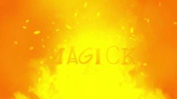 'Magick' Spelled out with Symbols and Orange Background with Fire Effect video