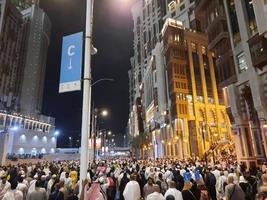 Mecca, Saudi Arabia, April 2023 - Pilgrims from all over the world gather around Masjid al-Haram on the twenty-ninth night of Ramadan in Makkah. photo