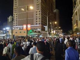 Mecca, Saudi Arabia, April 2023 - Pilgrims from all over the world gather around Masjid al-Haram on the twenty-ninth night of Ramadan in Makkah. photo