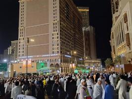 Mecca, Saudi Arabia, April 2023 - Pilgrims from all over the world gather around Masjid al-Haram on the twenty-ninth night of Ramadan in Makkah. photo