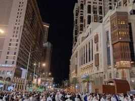 Mecca, Saudi Arabia, April 2023 - Pilgrims from all over the world gather around Masjid al-Haram on the twenty-ninth night of Ramadan in Makkah. photo