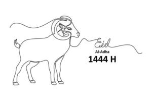 Single one line drawing goat. Happy Eid Al Adha. Continuous line draw design graphic vector illustration.