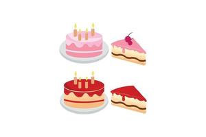 Set of birthday cakes illustration vector