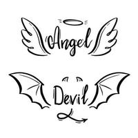 Angel and devil stylized vector illustration.