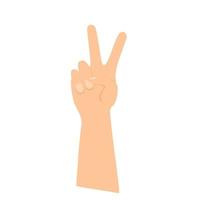 Symbol of peace or victory from hand. European fingers. Vector illustration.