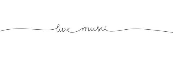 Live music one line continuous phrase. Single line vector illustration.