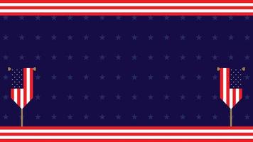 Background of American Flag Day with two flying United States flags, some flag ornaments and a star. and copy space area. Suitable to be placed on content with that theme. vector