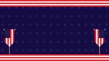 Background of American Flag Day with two flying United States flags, some flag ornaments and a star. and copy space area. Suitable to be placed on content with that theme. vector