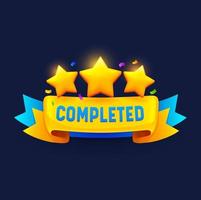 Game level complete vector ui or gui badge or icon