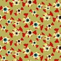 A pattern of colorful Halloween sweets for kids. Vector candy in the form of eyes with a wrapper for Halloween, made in the traditional colors of the October holiday. Gift wrapping, textile printing