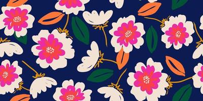 mano dibujado flores, sin costura patrones con floral para tela, textiles, ropa, envase papel, cubrir, bandera, interior decoración, resumen antecedentes. vector