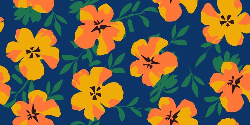 Hand drawn flowers, seamless patterns with floral for fabric, textiles, clothing, wrapping paper, cover, banner, interior decor, abstract backgrounds.