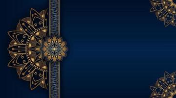 luxury mandala background, blue and gold, design vector