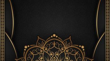 Black background with golden mandala ornament vector