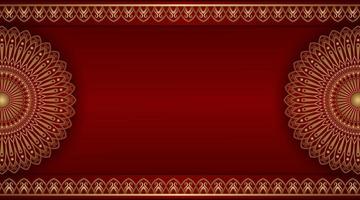 red luxury background, with gold mandala ornament vector