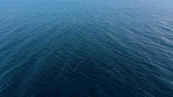 Aerial view of surface of the Atlantic Ocean with reflection of sunlight at sunset video