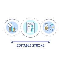 Financial management loop concept icon. Digital technology reducing expenses. Commercial network abstract idea thin line illustration. Isolated outline drawing. Editable stroke vector