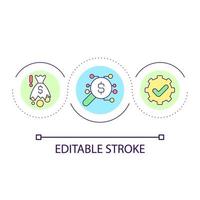 Prevention of money losing loop concept icon. Insurance for bank customers. Finances security abstract idea thin line illustration. Isolated outline drawing. Editable stroke vector