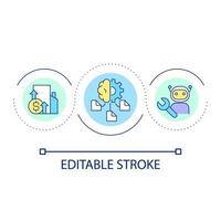 AI for business success loop concept icon. Robotization in financial planning. Development abstract idea thin line illustration. Isolated outline drawing. Editable stroke vector